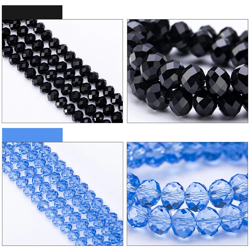 4 6 8 MM Austrian Round Rondelle Crystal Beads For DIY Bracelet Jewelry Making Supples Accessories Wheel Faceted Glass Beads