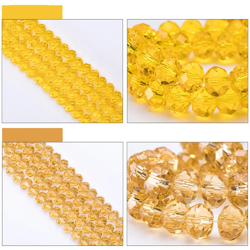 4 6 8 MM Austrian Round Rondelle Crystal Beads For DIY Bracelet Jewelry Making Supples Accessories Wheel Faceted Glass Beads