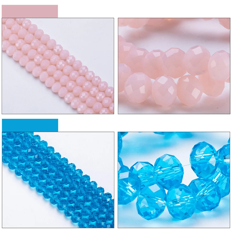 4 6 8 MM Austrian Round Rondelle Crystal Beads For DIY Bracelet Jewelry Making Supples Accessories Wheel Faceted Glass Beads