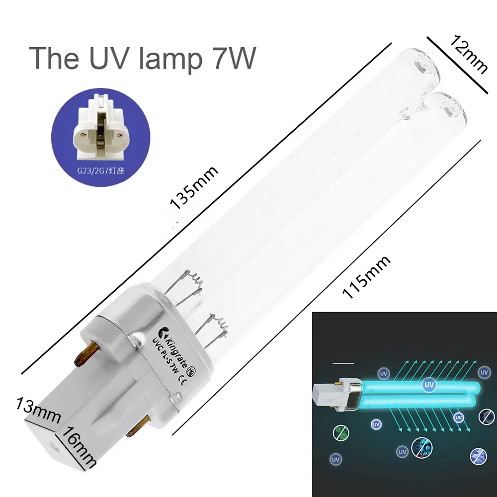 Quartz UV Sterilizer Lamp 5W 7W 9W 11W 13W G23/2G7 Tube Bulb UVC H-Shape Air Disinfection Ultraviolet Light Deodor Lighting Tube