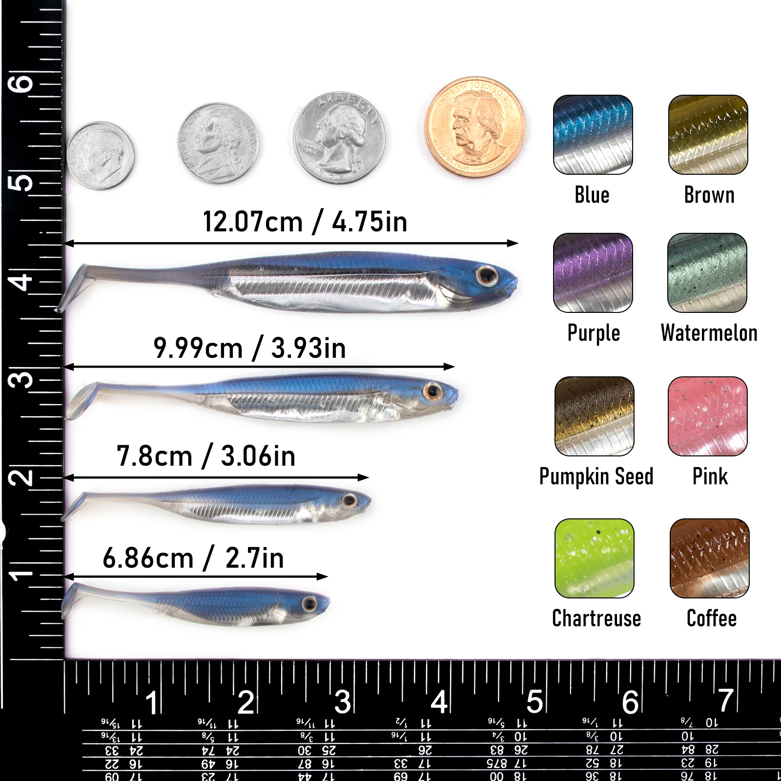 Dr.Fish 5/6pcs Fishing Soft Plastic Lures Silicone Bait Paddle Tail Shad Worm Swimbaits Freshwater Bass Trout 70mm 80mm 100mm