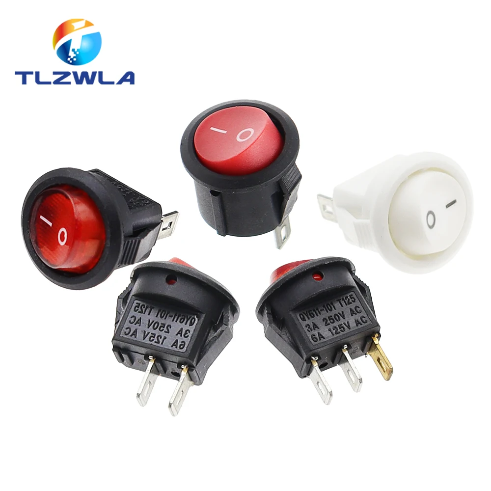 10PCS KCD1 2PIN 15mm On/Off Round Boat Rocker Switch DC AC 3A/250V Car Dash Dashboard Track Dropshipping