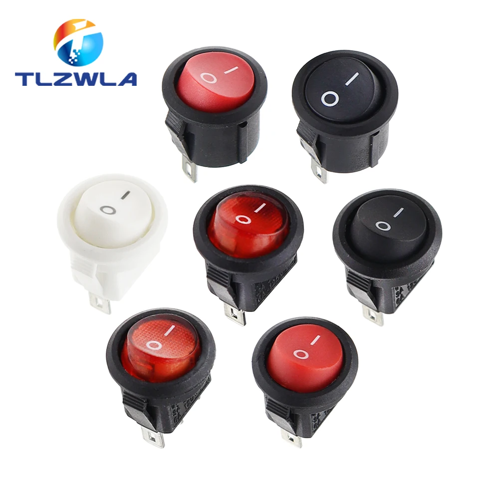 10PCS KCD1 2PIN 15mm On/Off Round Boat Rocker Switch DC AC 3A/250V Car Dash Dashboard Track Dropshipping