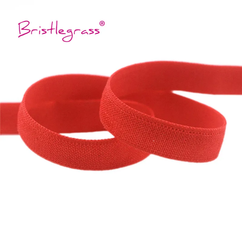 BRISTLEGRASS 2 5 10 Yard 3/8" 10mm Solid Shiny Non-Foldover Elastic Spandex Satin Band Bra Strap Headband Dress Sewing Lace Trim