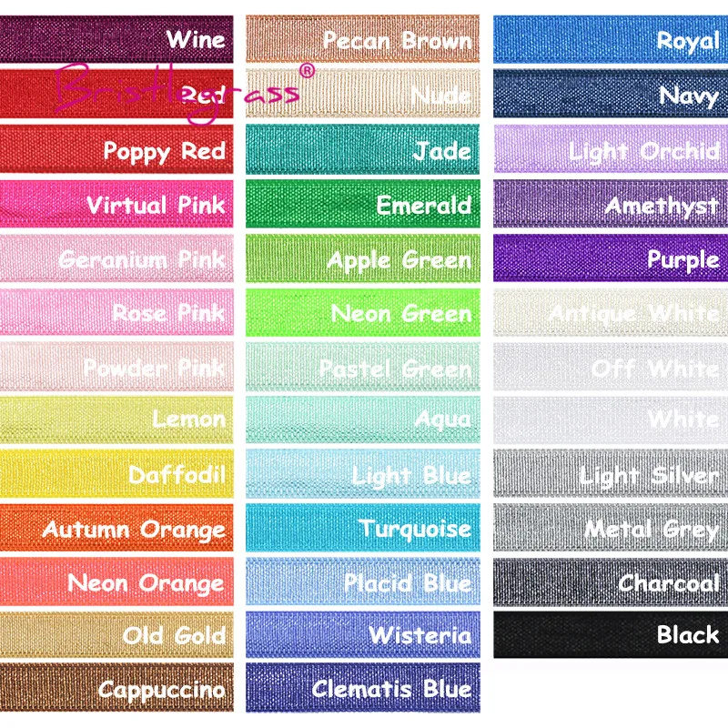 BRISTLEGRASS 2 5 10 Yard 3/8" 10mm Solid Shiny Non-Foldover Elastic Spandex Satin Band Bra Strap Headband Dress Sewing Lace Trim