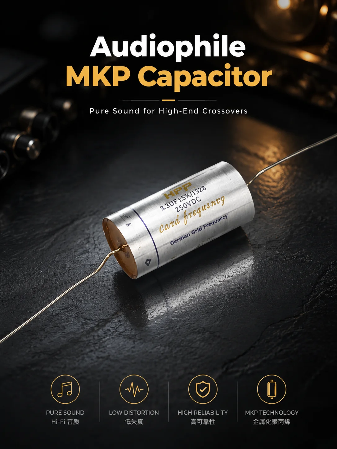 HIFIDIY LIVE Silver MKP Capacitor Non-Polar Frequency Divider Capacitor AUDIO Nourishments 1.0uf 2.2uf 3.3uf 4.7uf 5.6uf 6.8uf