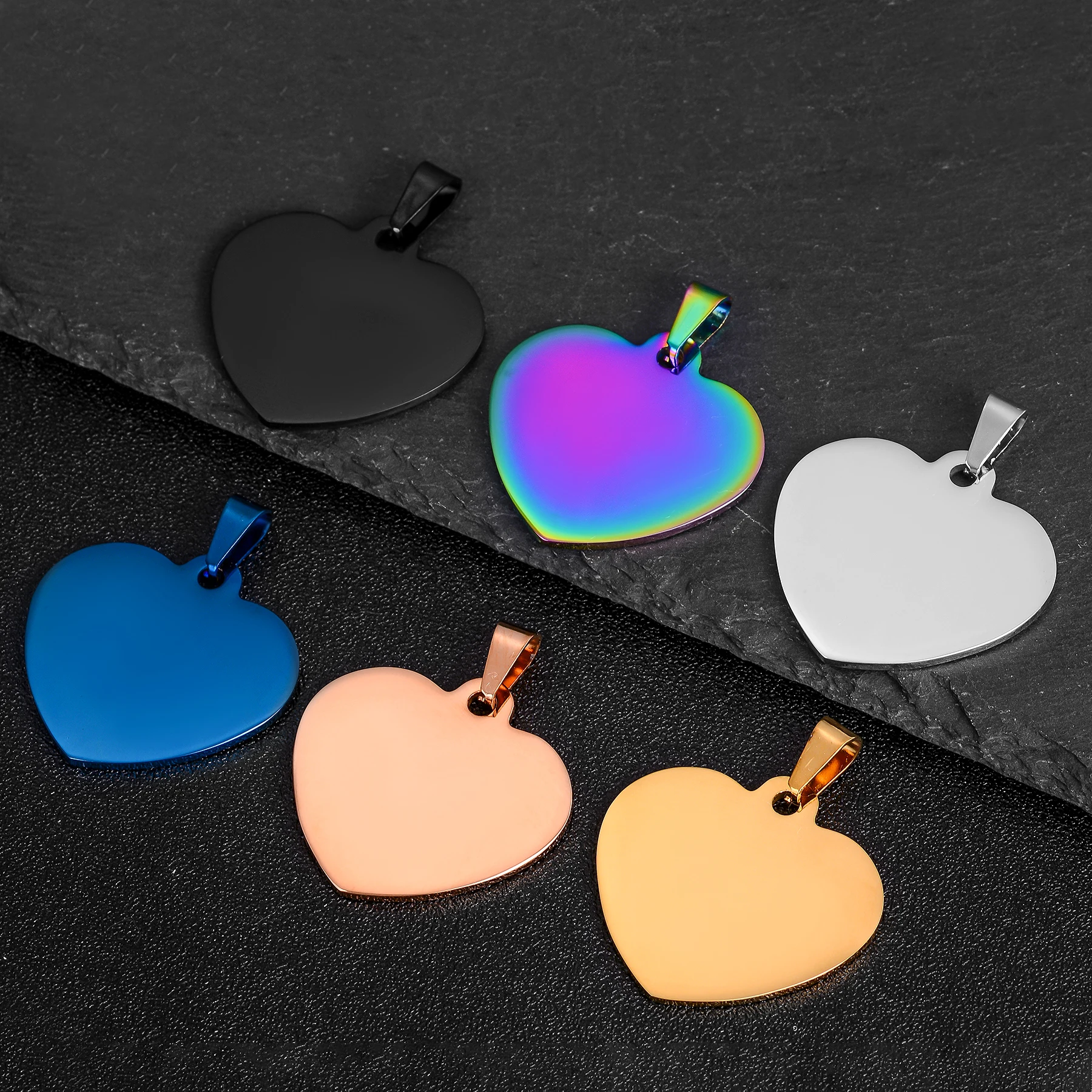 10pcs Wholesale Unisex Minimalis Stainless Steel Dog Tag Heart Pendant Necklace High Polished necklace chain jewelry gifts