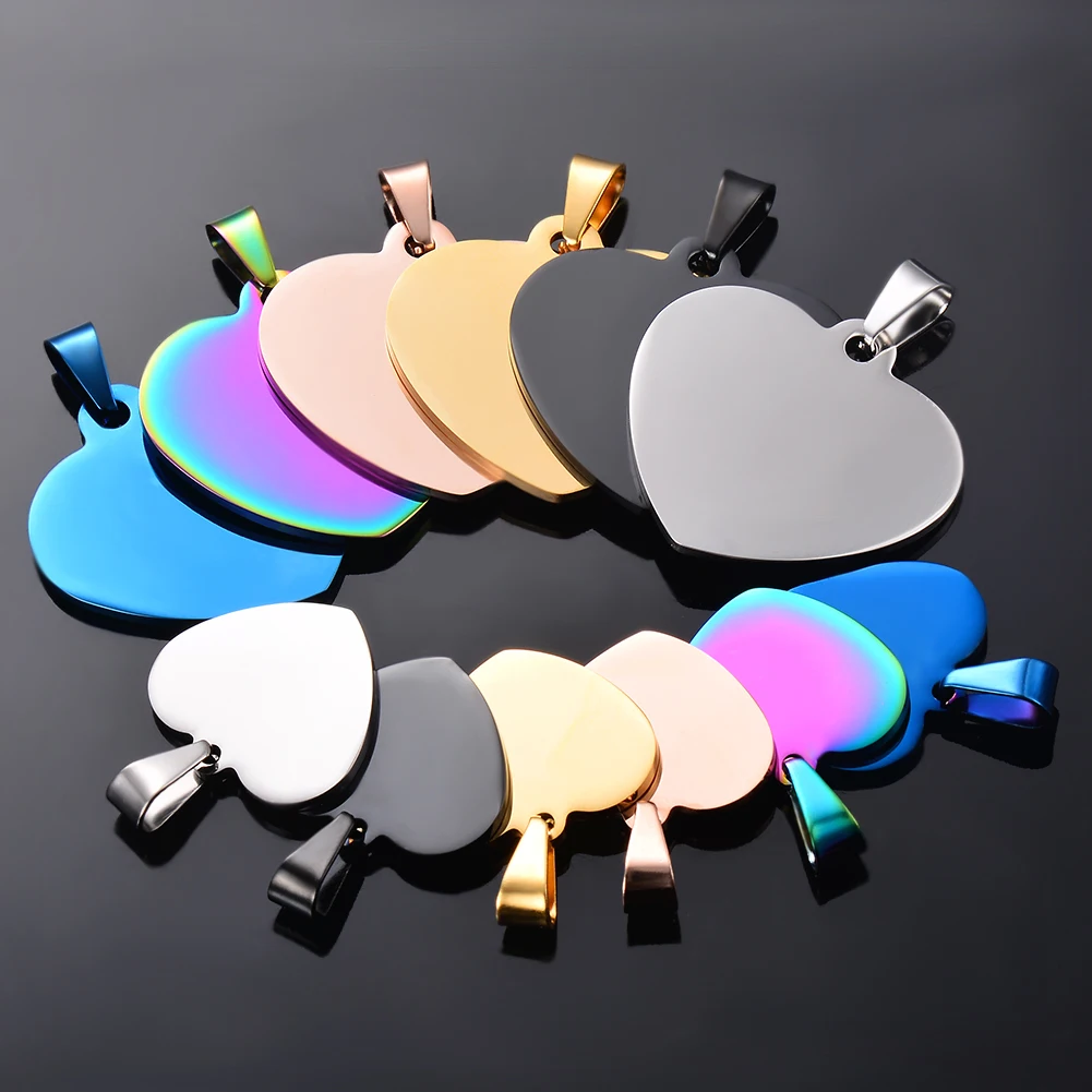 10pcs Wholesale Unisex Minimalis Stainless Steel Dog Tag Heart Pendant Necklace High Polished necklace chain jewelry gifts