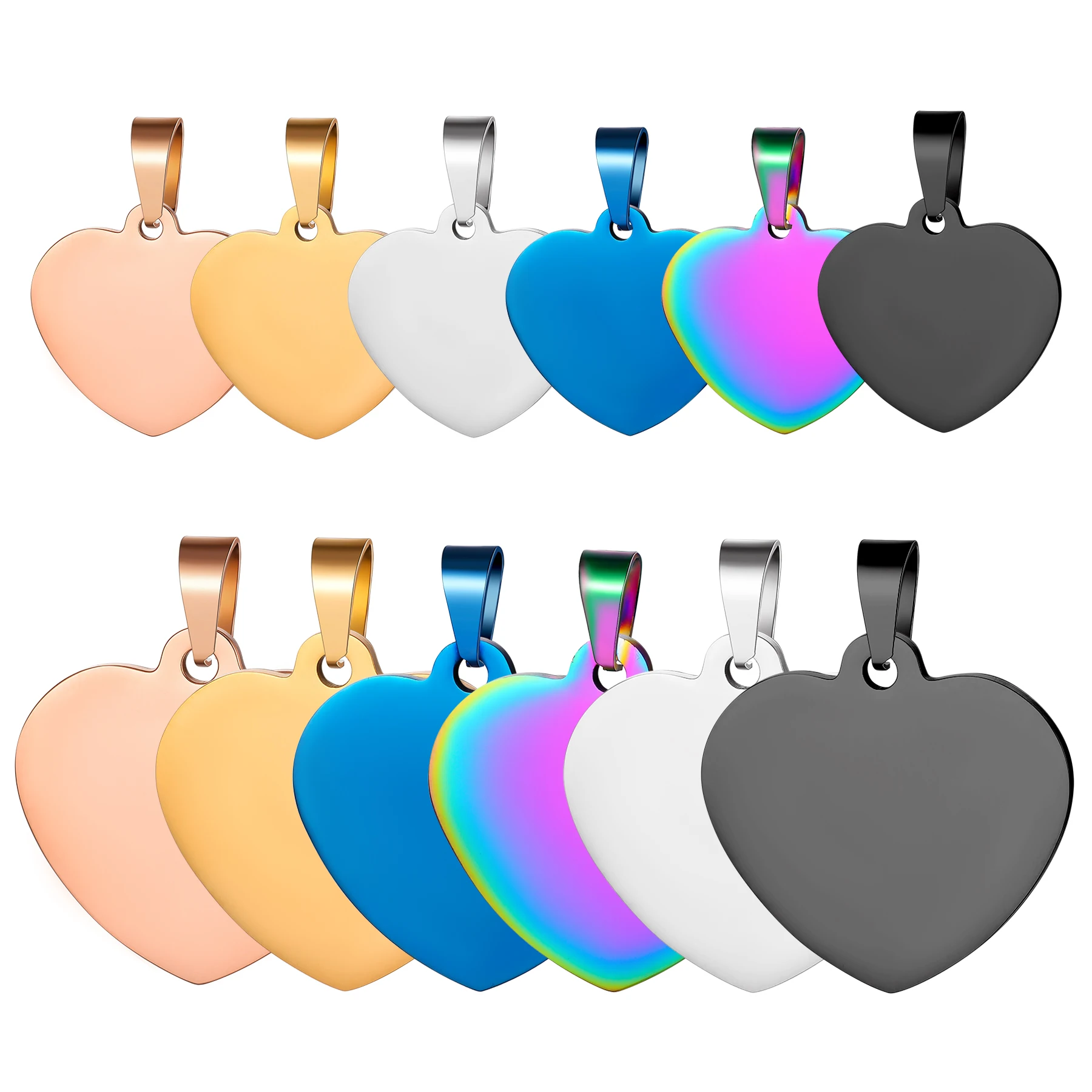 10pcs Wholesale Unisex Minimalis Stainless Steel Dog Tag Heart Pendant Necklace High Polished necklace chain jewelry gifts