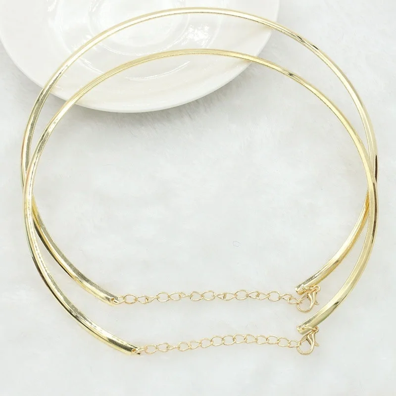 304 Stainless Steel Collar Neck Ring Necklace Silver Color Big Circle Metal Pendant Torque Statement Necklace Jewelry Findings