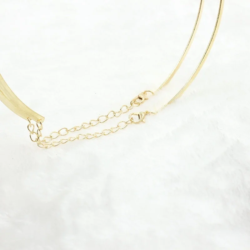 304 Stainless Steel Collar Neck Ring Necklace Silver Color Big Circle Metal Pendant Torque Statement Necklace Jewelry Findings