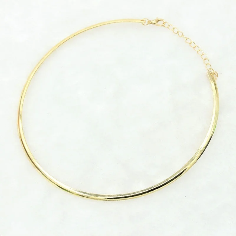304 Stainless Steel Collar Neck Ring Necklace Silver Color Big Circle Metal Pendant Torque Statement Necklace Jewelry Findings