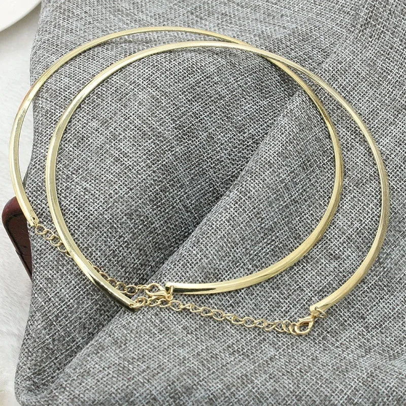 304 Stainless Steel Collar Neck Ring Necklace Silver Color Big Circle Metal Pendant Torque Statement Necklace Jewelry Findings