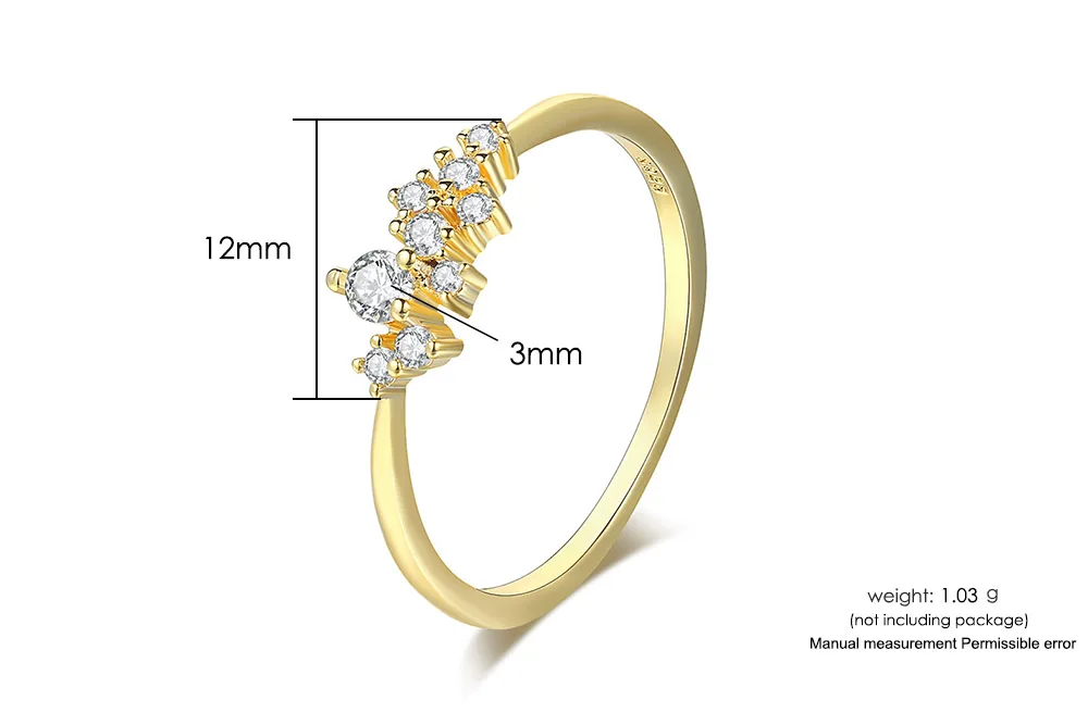 Trendy Elegant Dainty Rings For Women Romantic Women's Ring Shiny Zircon Gold Color Thin Finger Ring Accessories Jewelry KCR088