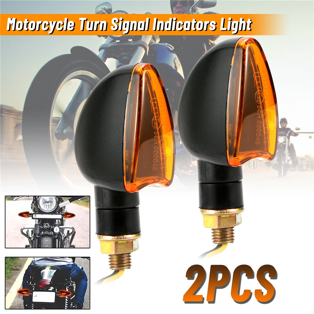 2 Pcs Universal Motorcycle Turn Signal Indicators Light Amber Flashers Lighting Motorbike Lamp Super Bright Custom Tail Light
