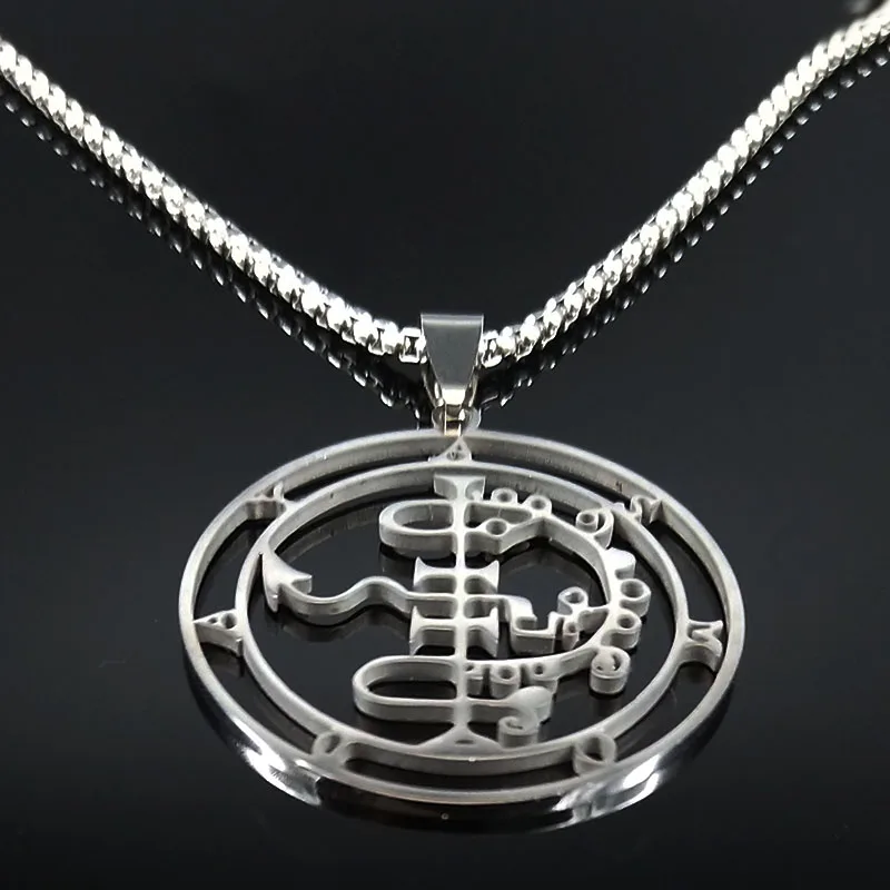 Fashion Sigeal Sigil De Lucifer Stainless Steel Satan Necklace Asmoday Lazer Key Baphomet Stamp Chain Necklaces Jewelry N7118S03