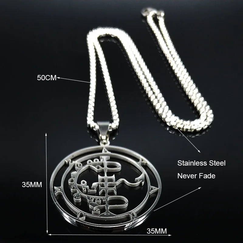 Fashion Sigeal Sigil De Lucifer Stainless Steel Satan Necklace Asmoday Lazer Key Baphomet Stamp Chain Necklaces Jewelry N7118S03