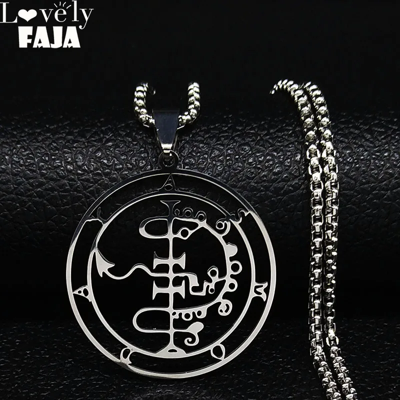Fashion Sigeal Sigil De Lucifer Stainless Steel Satan Necklace Asmoday Lazer Key Baphomet Stamp Chain Necklaces Jewelry N7118S03