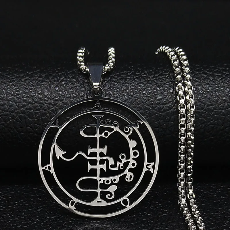 Fashion Sigeal Sigil De Lucifer Stainless Steel Satan Necklace Asmoday Lazer Key Baphomet Stamp Chain Necklaces Jewelry N7118S03
