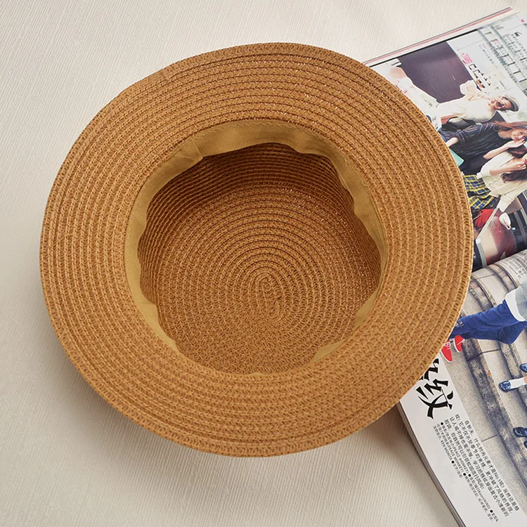 COKK Panama Hat Simple Summer Beach Hat Female Casual Lady Women Flat Brim Bowknot Straw Cap Girls Sun Hat Chapeu Feminino