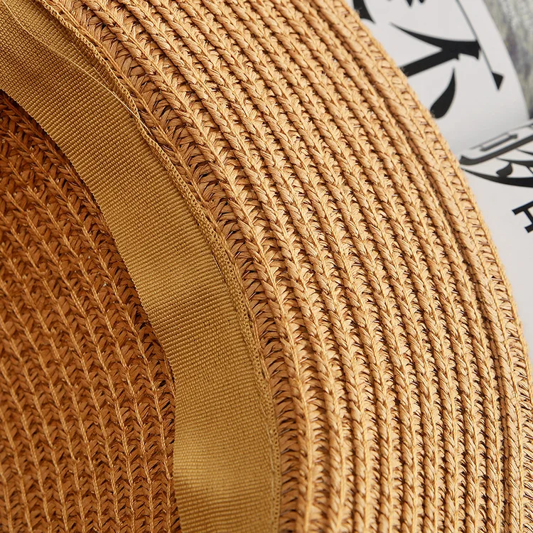 COKK Panama Hat Simple Summer Beach Hat Female Casual Lady Women Flat Brim Bowknot Straw Cap Girls Sun Hat Chapeu Feminino