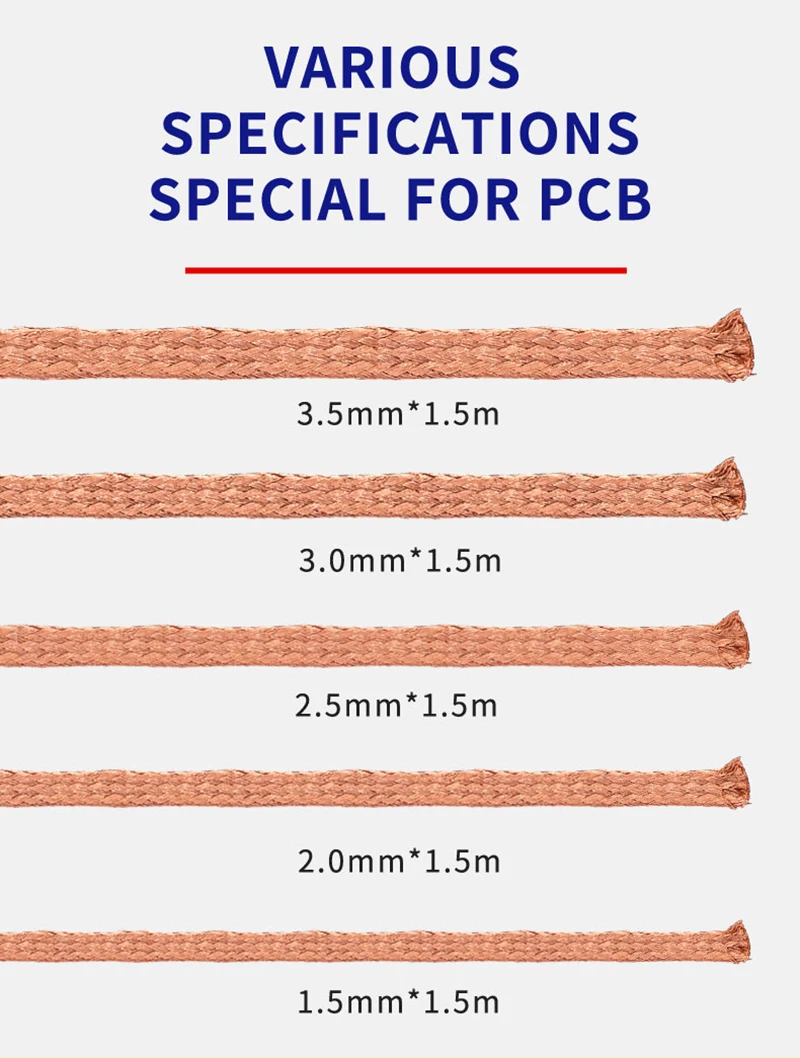 MECHANIC 1.0/1.5/2.0/2.5/3.0/3.5mm Width 1.5M Length Desoldering Braid Wick Solder Remover Wire for PCB BGA Welding Rework Tool