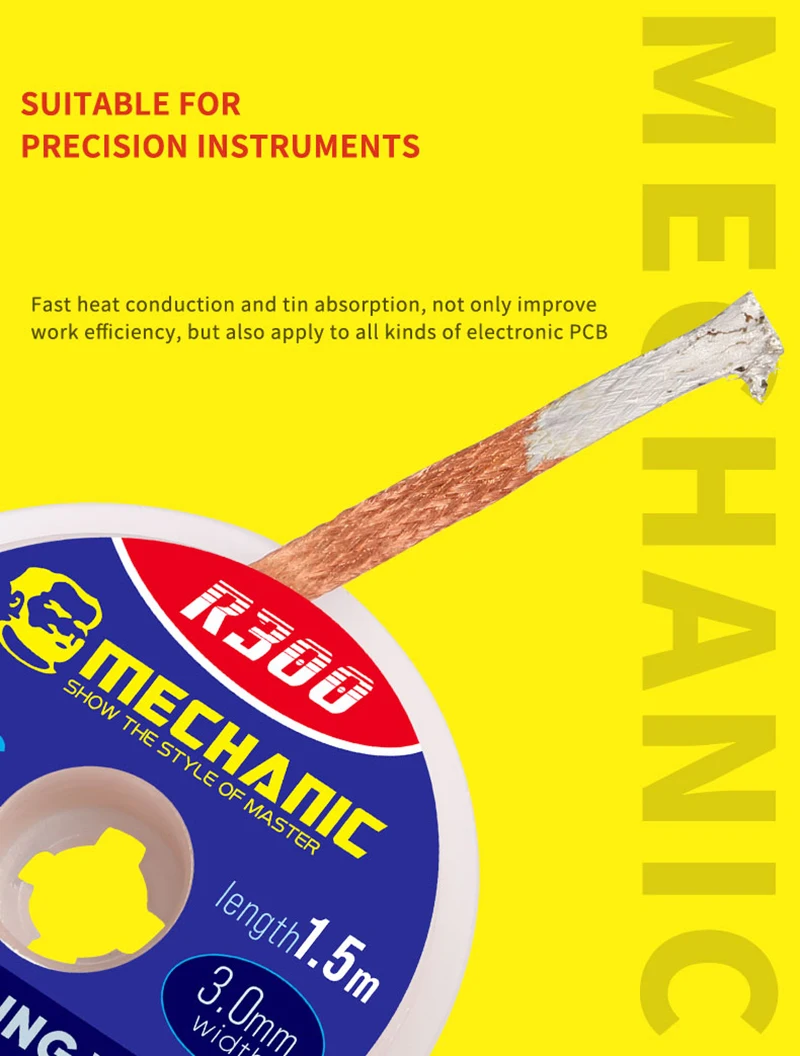 MECHANIC 1.0/1.5/2.0/2.5/3.0/3.5mm Width 1.5M Length Desoldering Braid Wick Solder Remover Wire for PCB BGA Welding Rework Tool