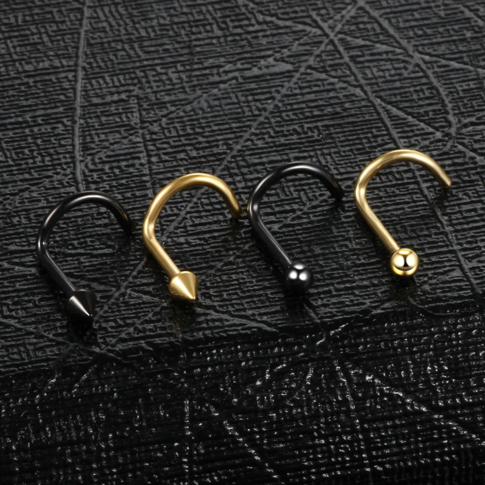 1PC 20G Steel Heart Nariz Piercing Screw Nostril Earring Piercings L Shape Nose Bone Studs Neus Rings Body Piercing Jewelry