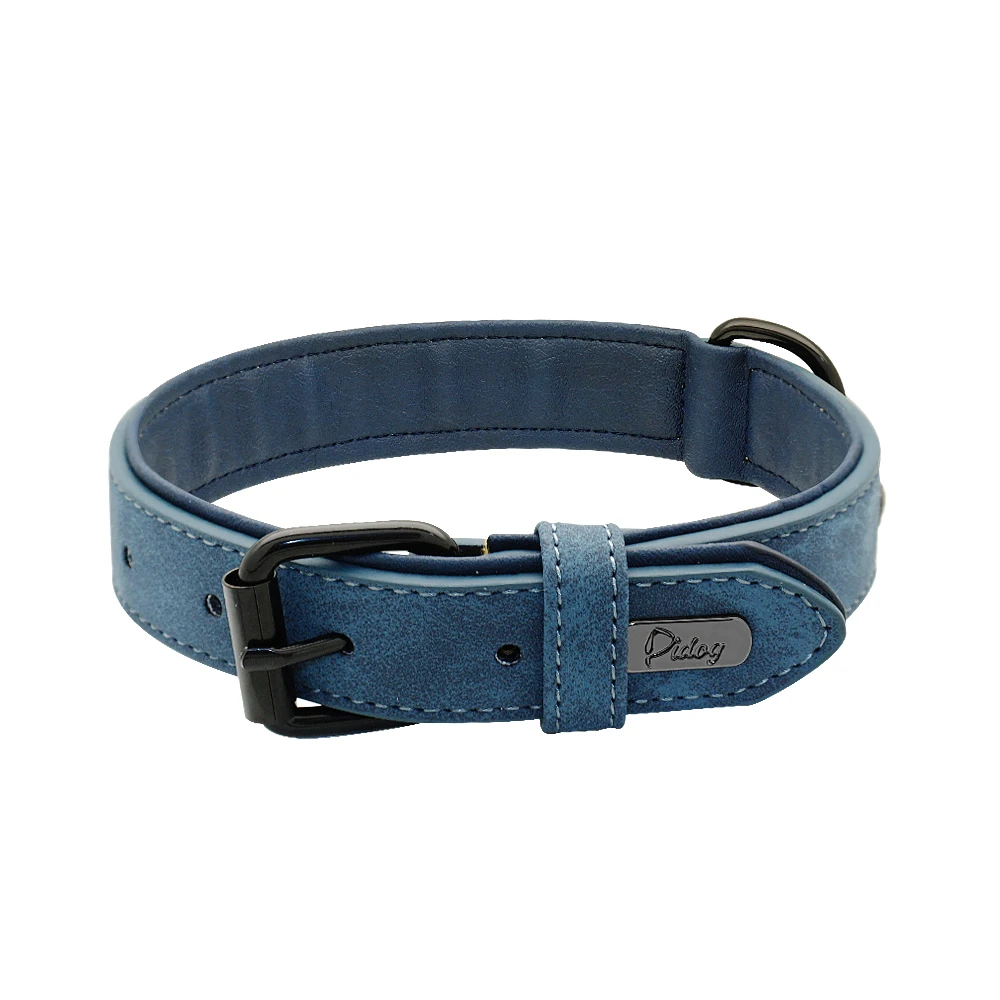 Personalized Dog Collar Custom Leather Dog Collars Inner Padded Pet ID Collar For Small Medium Large Dogs Pitbull Bulldog