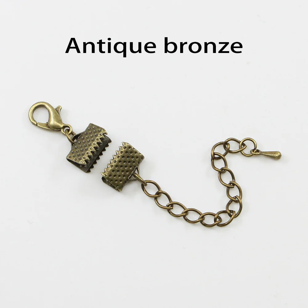 10Pcs Ribbon Leather Cord End Fastener Clasps Extender Chain Lobster Clasps Connectors For Jewelry Making Diy Bracelet Findings
