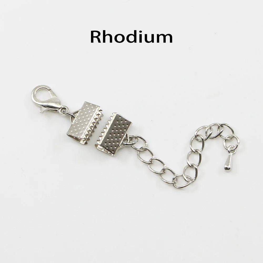 10Pcs Ribbon Leather Cord End Fastener Clasps Extender Chain Lobster Clasps Connectors For Jewelry Making Diy Bracelet Findings