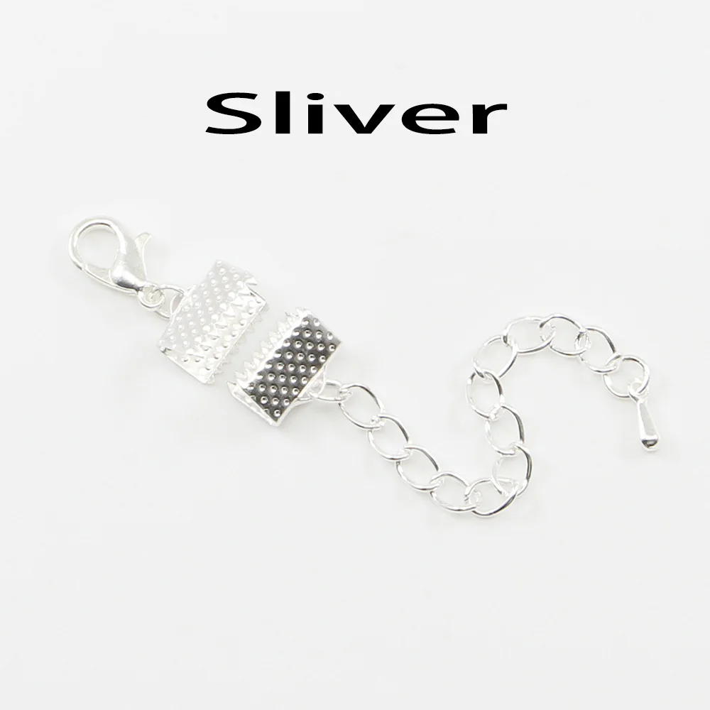10Pcs Ribbon Leather Cord End Fastener Clasps Extender Chain Lobster Clasps Connectors For Jewelry Making Diy Bracelet Findings