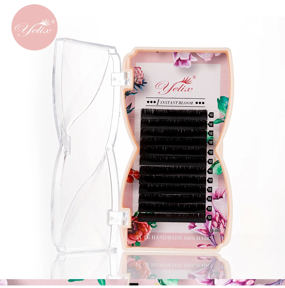 Yelix M Curl Easy Fan Lashes Bloom Individual Eyelash Extension Faux Mink Eyelashes Soft Natural Lash Extension Volume Auto Fans