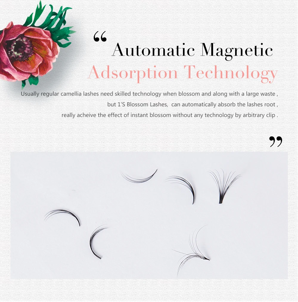 Yelix M Curl Easy Fan Lashes Bloom Individual Eyelash Extension Faux Mink Eyelashes Soft Natural Lash Extension Volume Auto Fans