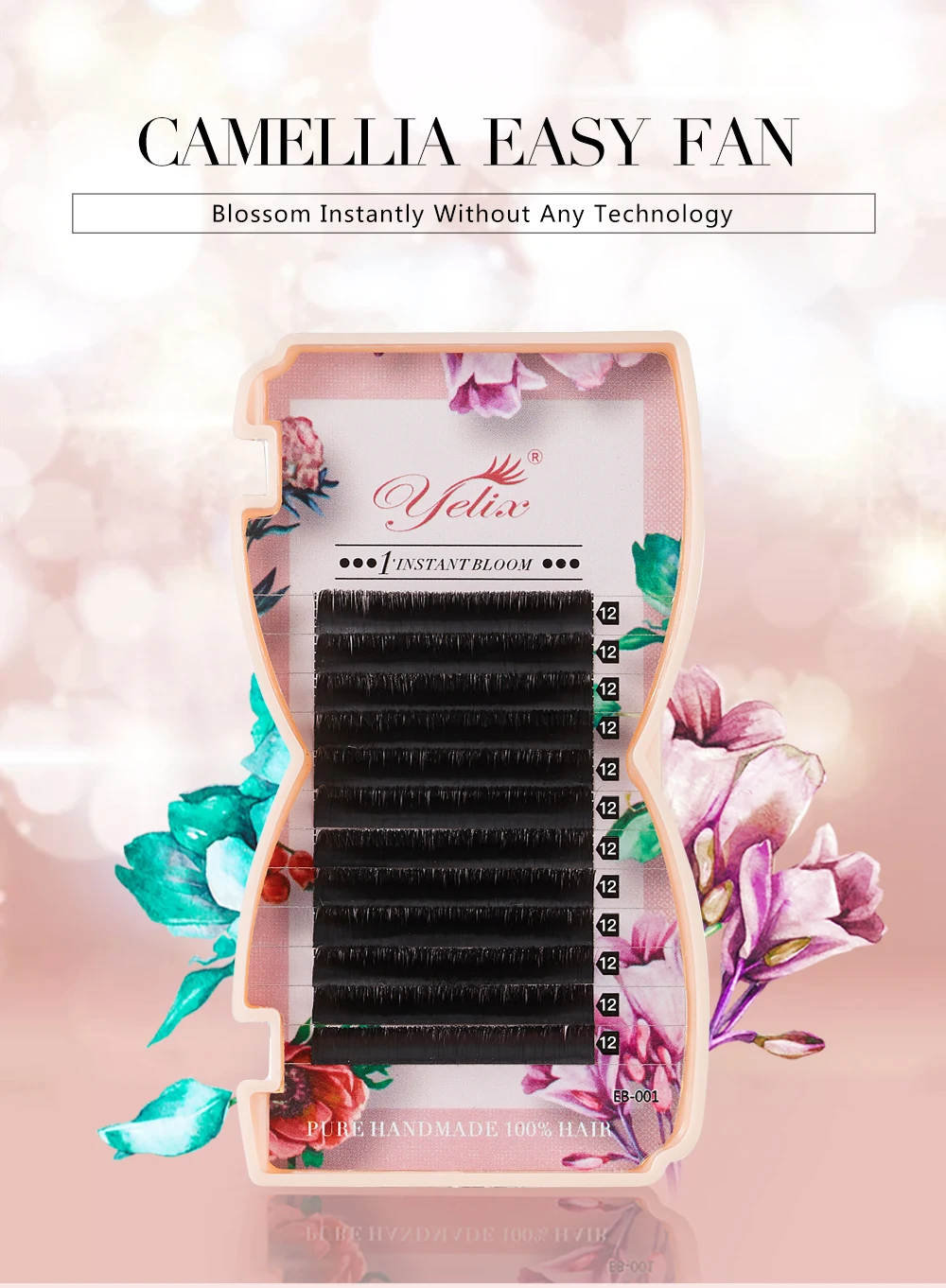 Yelix M Curl Easy Fan Lashes Bloom Individual Eyelash Extension Faux Mink Eyelashes Soft Natural Lash Extension Volume Auto Fans