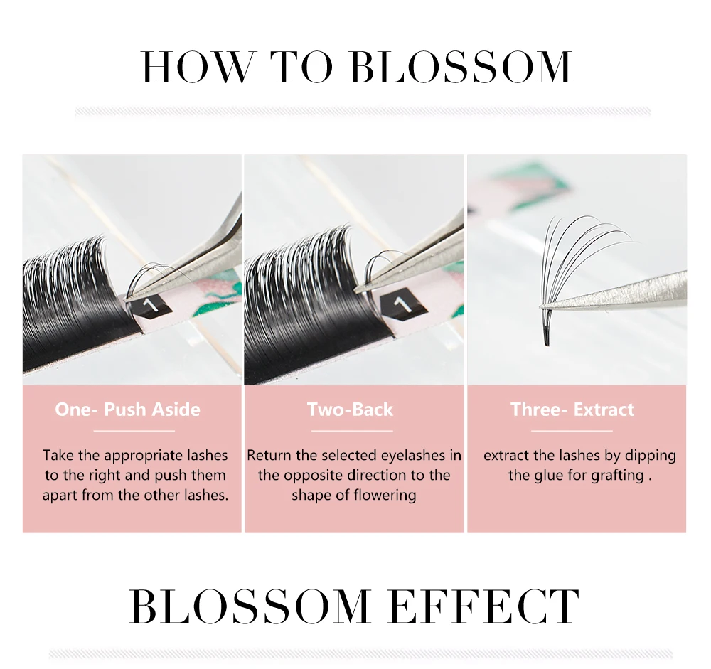 Yelix M Curl Easy Fan Lashes Bloom Individual Eyelash Extension Faux Mink Eyelashes Soft Natural Lash Extension Volume Auto Fans
