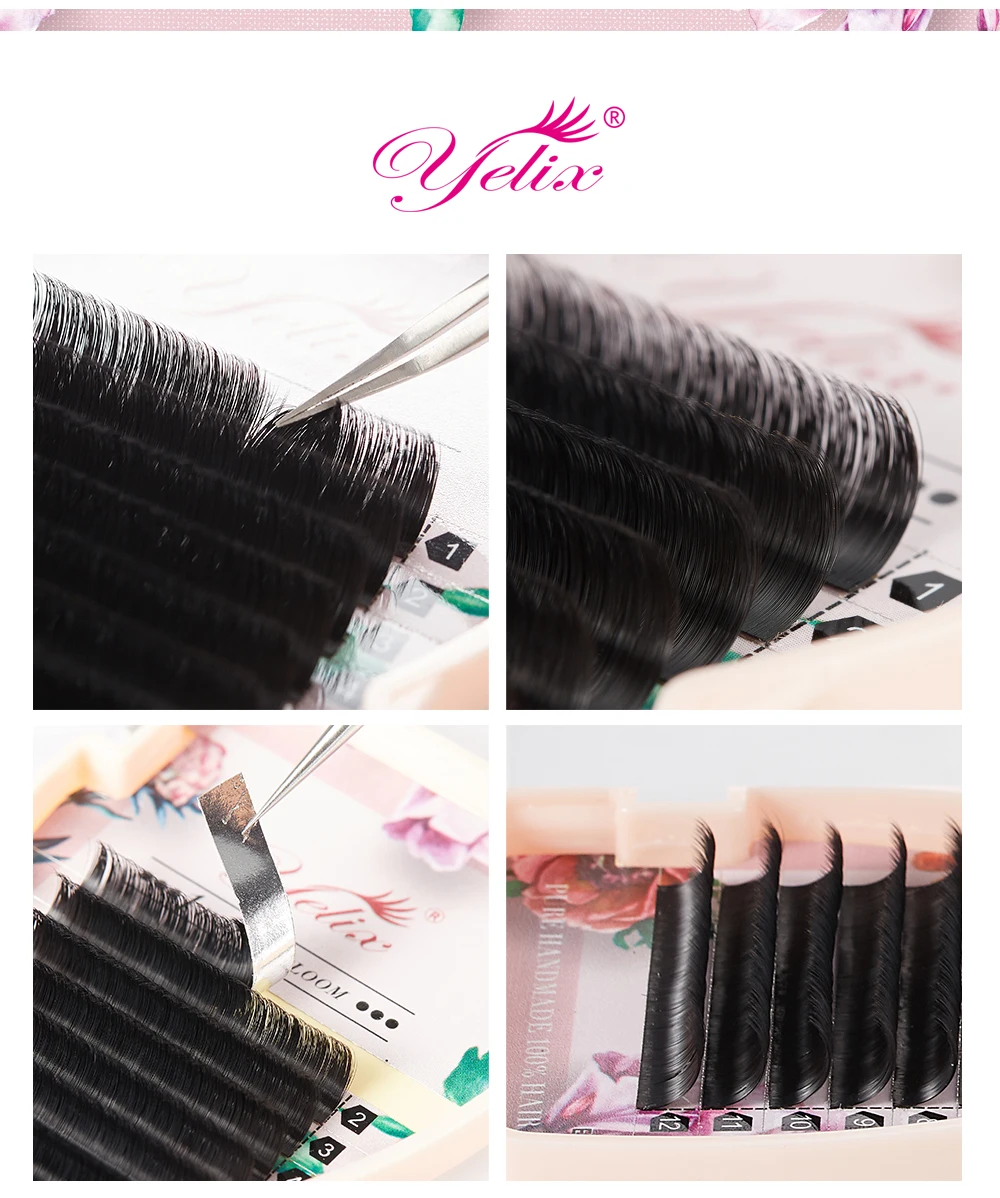 Yelix M Curl Easy Fan Lashes Bloom Individual Eyelash Extension Faux Mink Eyelashes Soft Natural Lash Extension Volume Auto Fans