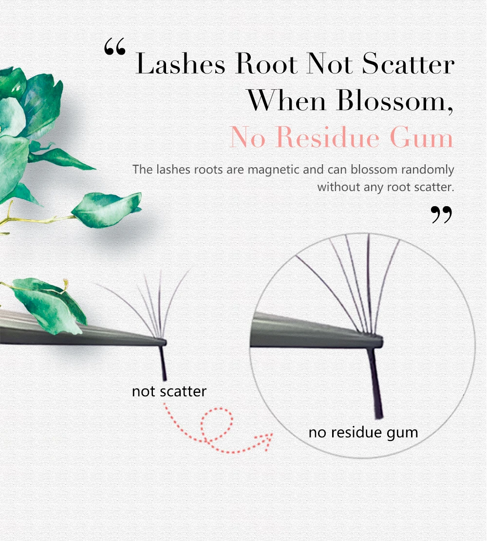 Yelix M Curl Easy Fan Lashes Bloom Individual Eyelash Extension Faux Mink Eyelashes Soft Natural Lash Extension Volume Auto Fans