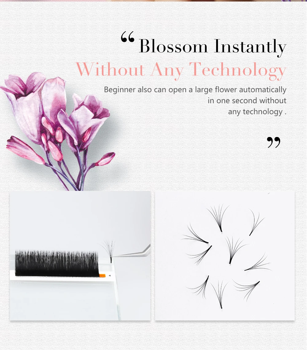 Yelix M Curl Easy Fan Lashes Bloom Individual Eyelash Extension Faux Mink Eyelashes Soft Natural Lash Extension Volume Auto Fans