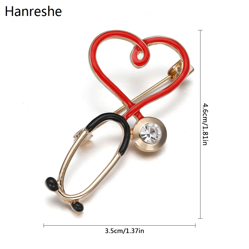New Hot Sale Medical Medicine Brooch Pin Stethoscope Electrocardiogram Heart Shaped Pin Nurse Doctor Backpack Lapel Jewelry