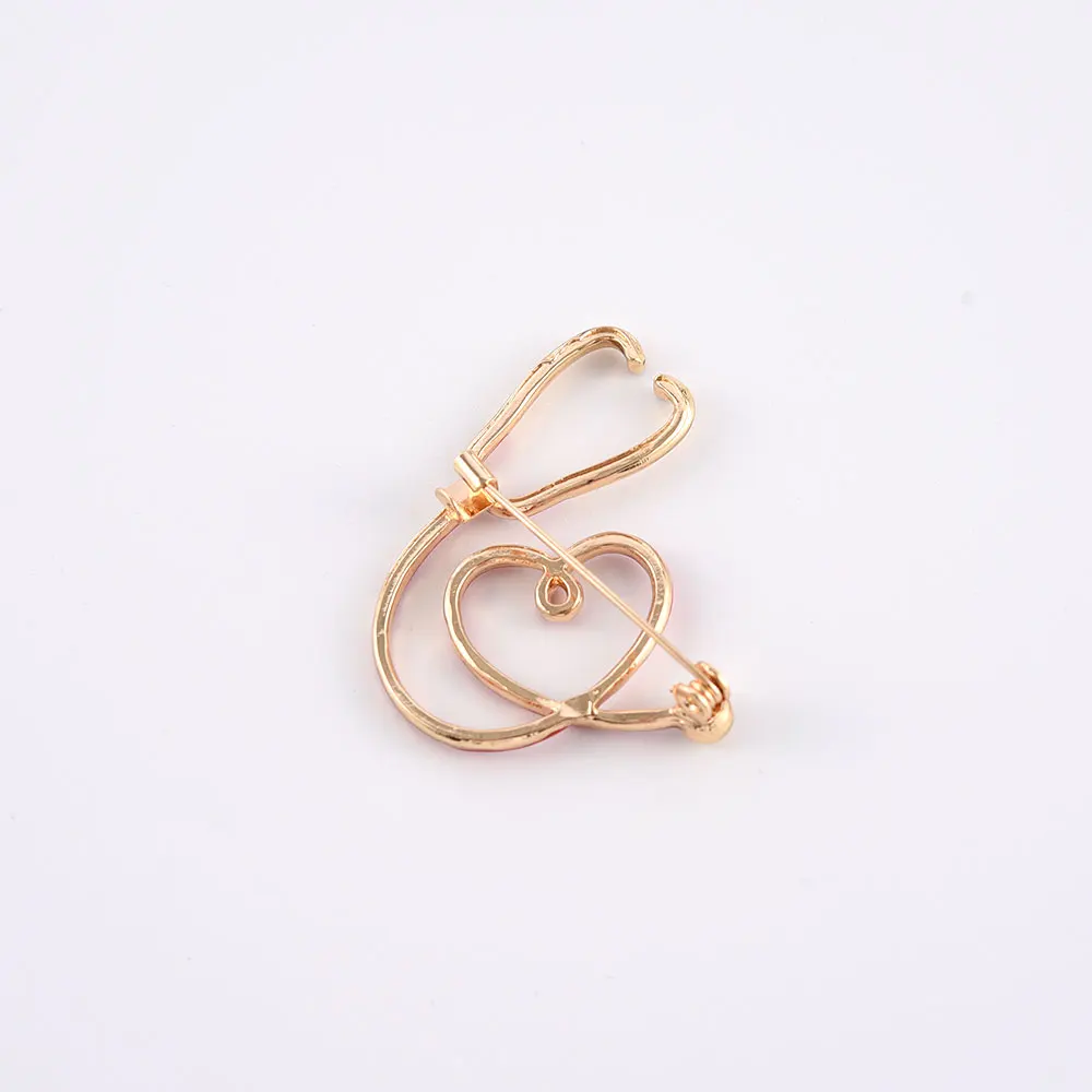 New Hot Sale Medical Medicine Brooch Pin Stethoscope Electrocardiogram Heart Shaped Pin Nurse Doctor Backpack Lapel Jewelry