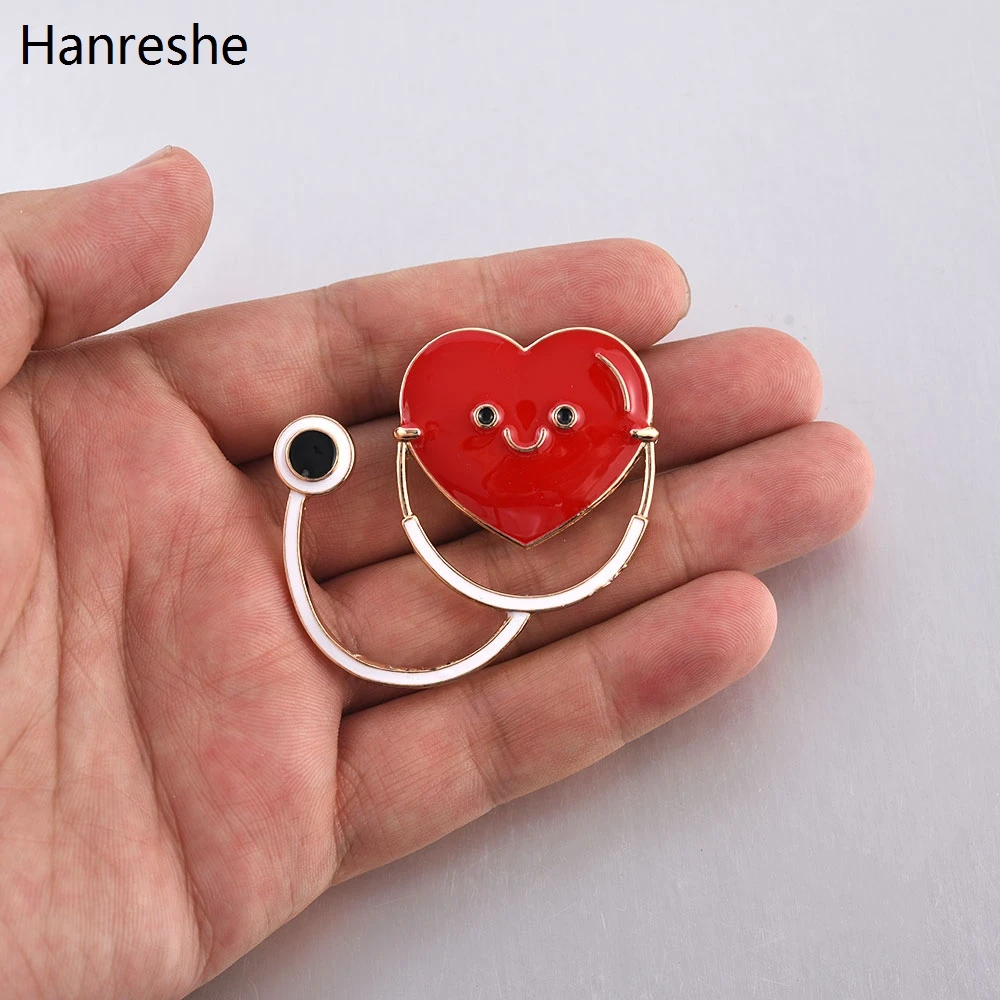 New Hot Sale Medical Medicine Brooch Pin Stethoscope Electrocardiogram Heart Shaped Pin Nurse Doctor Backpack Lapel Jewelry