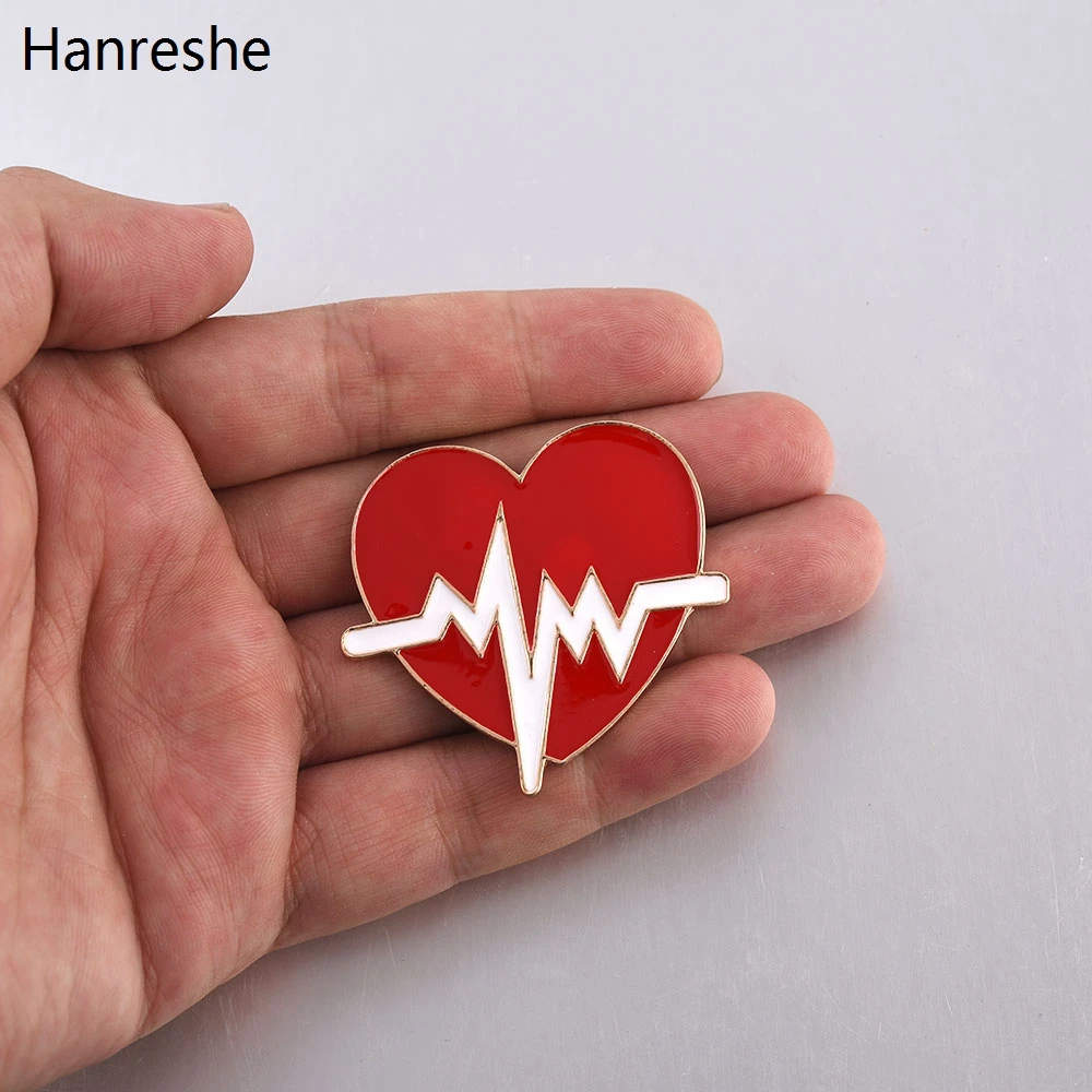 New Hot Sale Medical Medicine Brooch Pin Stethoscope Electrocardiogram Heart Shaped Pin Nurse Doctor Backpack Lapel Jewelry