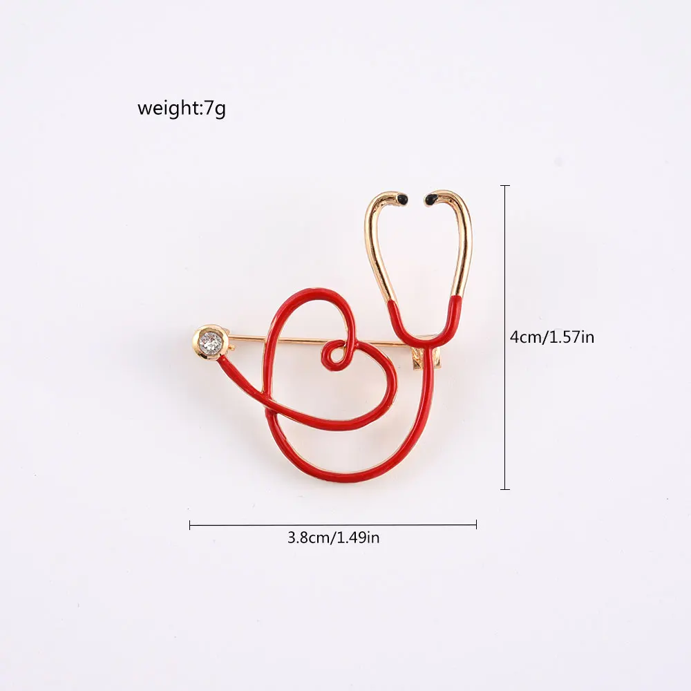 New Hot Sale Medical Medicine Brooch Pin Stethoscope Electrocardiogram Heart Shaped Pin Nurse Doctor Backpack Lapel Jewelry