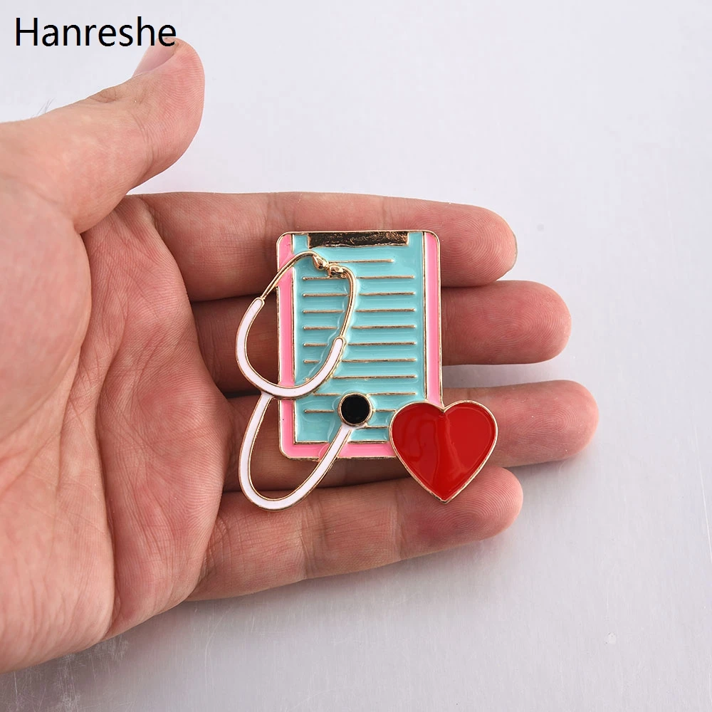 New Hot Sale Medical Medicine Brooch Pin Stethoscope Electrocardiogram Heart Shaped Pin Nurse Doctor Backpack Lapel Jewelry