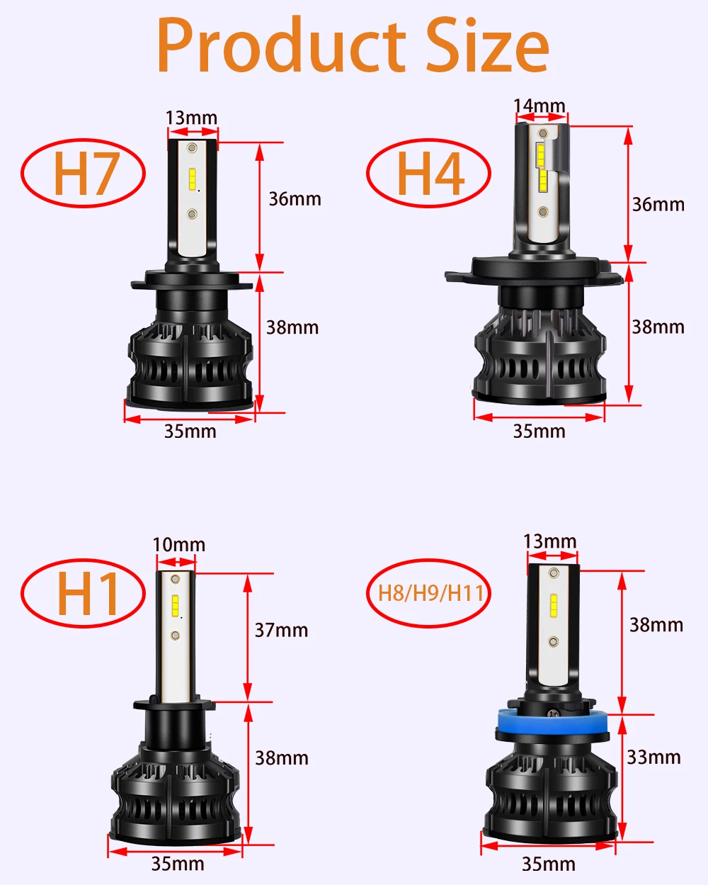 YHKOMS 300W 80000LM Car Headlight H4 H7 H1 LED H8 H9 H11 9005 9006 9012 4300K 5000K 6500K 8000K Auto fog Light 12V LED Bulb