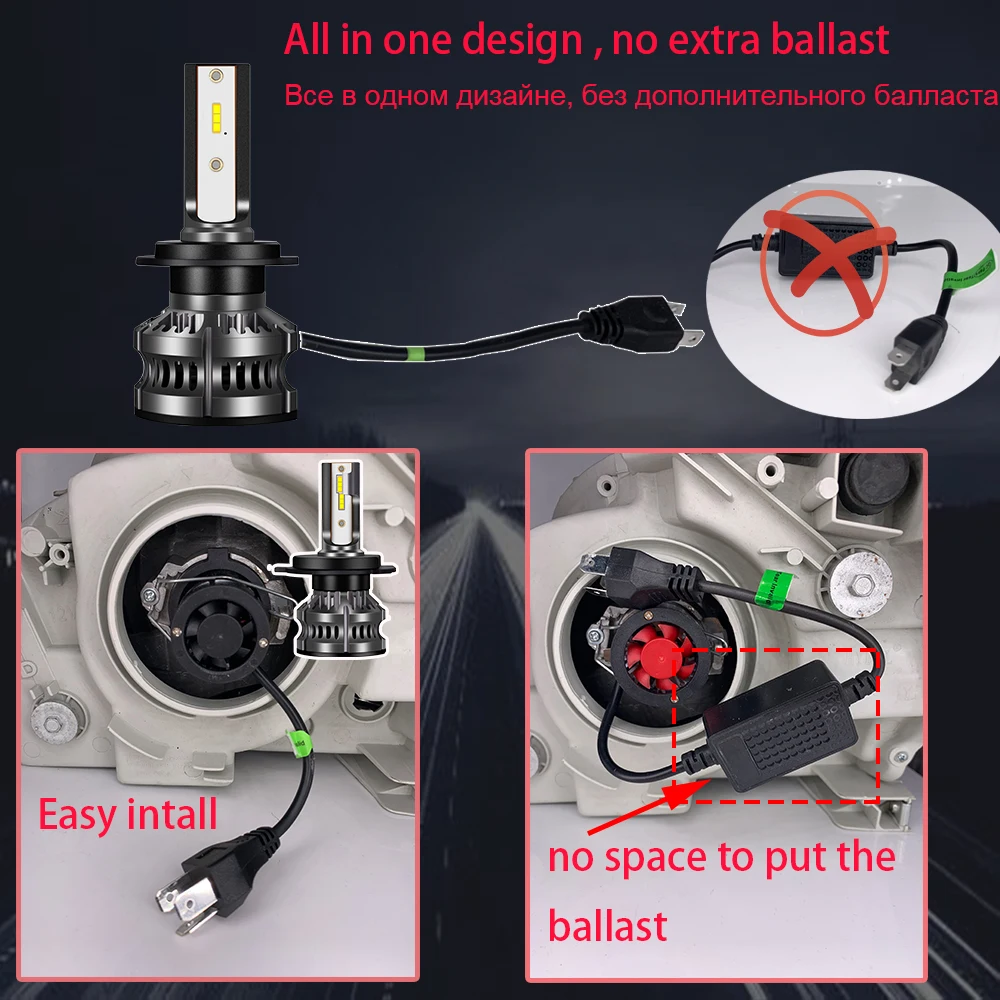 YHKOMS 300W 80000LM Car Headlight H4 H7 H1 LED H8 H9 H11 9005 9006 9012 4300K 5000K 6500K 8000K Auto fog Light 12V LED Bulb