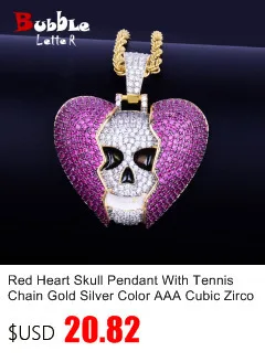 Bubble Letter 1 Row Tennis Chain Zircon Necklace Hip Hop Jewelry Gold Color Copper Material Men Rock Link 18inch 20inch
