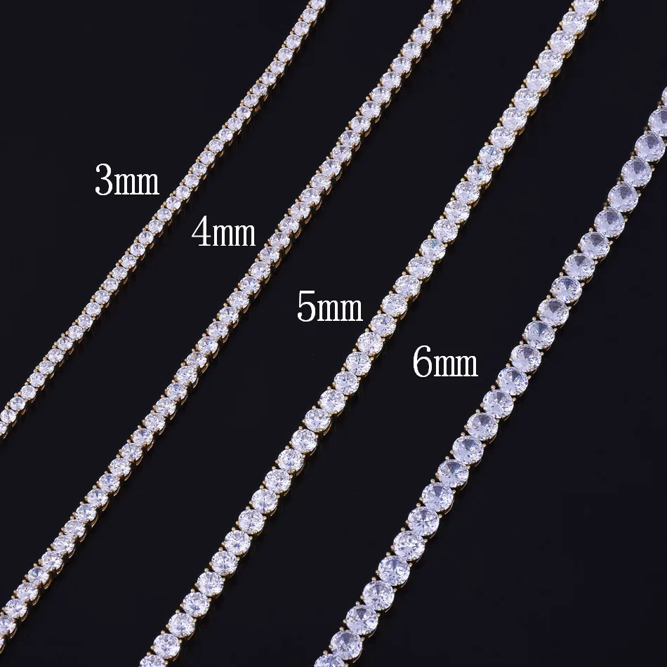 Bubble Letter 1 Row Tennis Chain Zircon Necklace Hip Hop Jewelry Gold Color Copper Material Men Rock Link 18inch 20inch