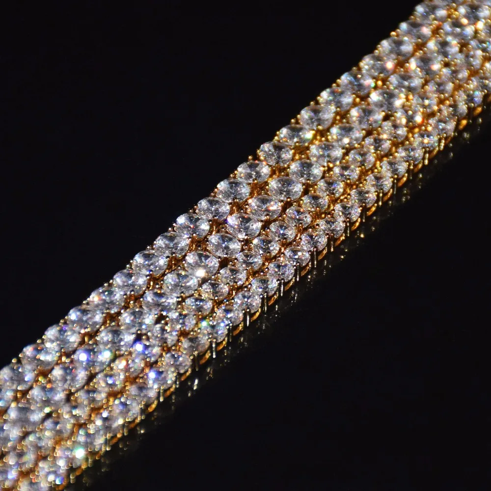 Bubble Letter 1 Row Tennis Chain Zircon Necklace Hip Hop Jewelry Gold Color Copper Material Men Rock Link 18inch 20inch